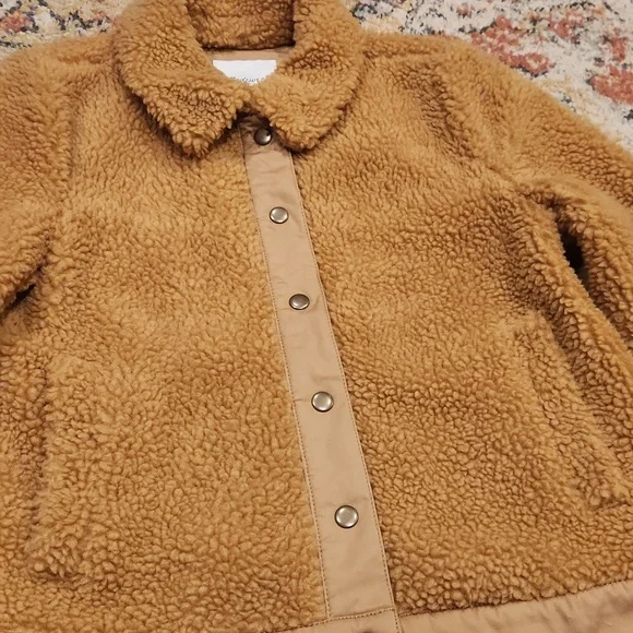 Madewell Light Brown Womens Small Fuzzy Button Down Jacket Granola - Picture 2 of 5